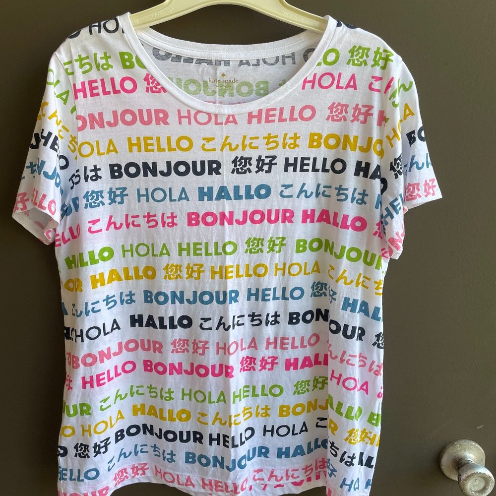 Kate Spade Tee tshirt Hello Size Large